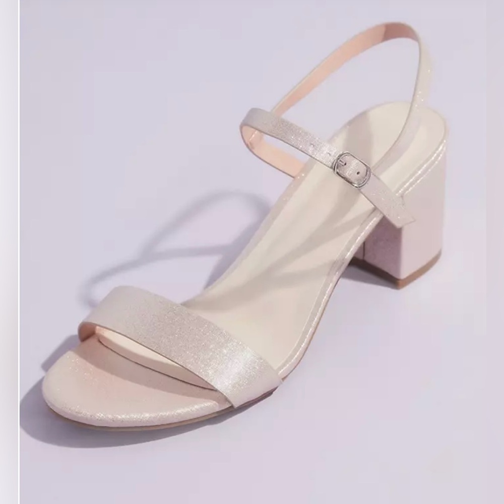 David’s Bridal Cinde Strappy Block Heel Sandals - Blush - size 8.5